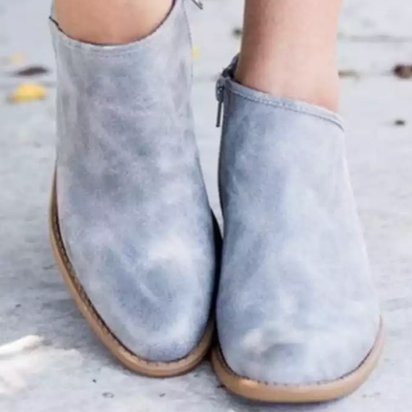 ✨RESTOCKED!! Gray Blue Leather Booties✨ - Picture 3 of 8